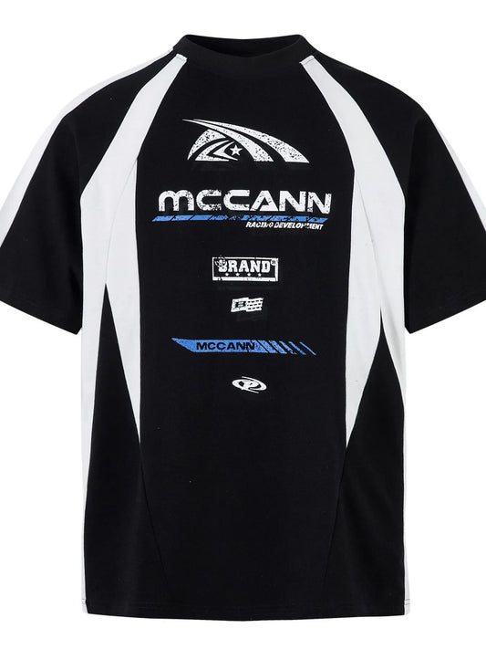 Men's Contrast Round Neck Short Sleeve T-Shirt