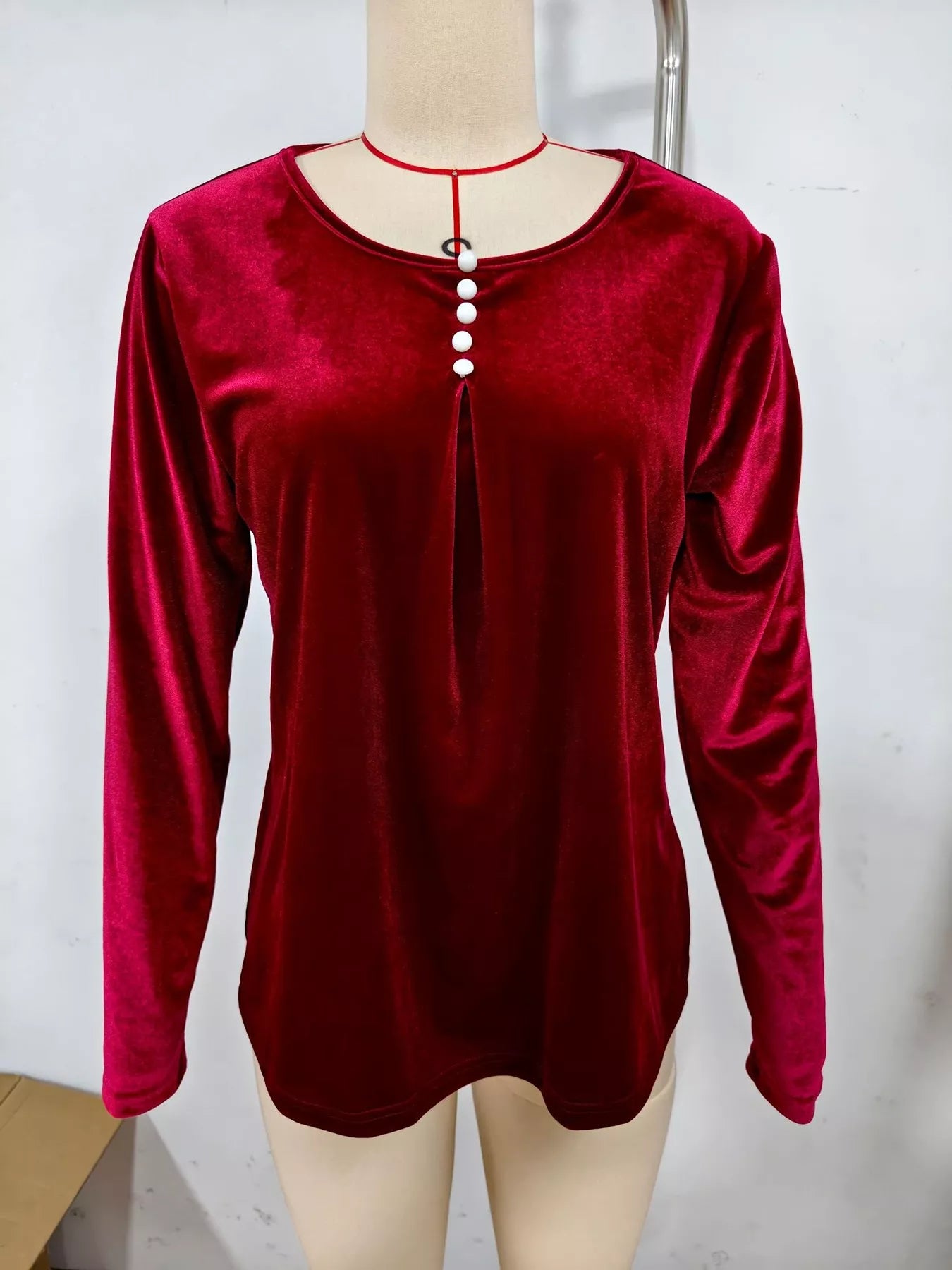Velvet Long Sleeve Ruched Top