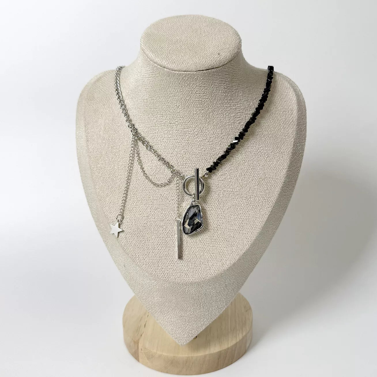 Gothic Punk Star Charm Toggle Necklace