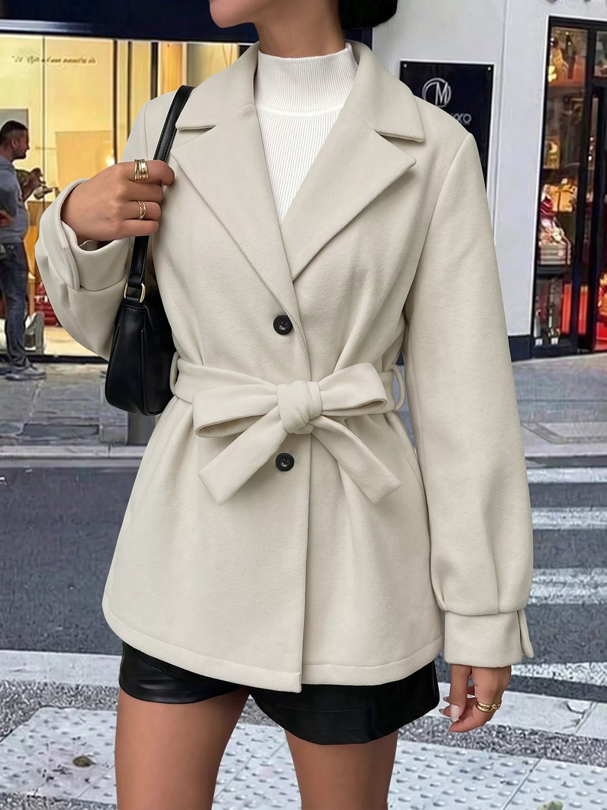 Lapel Collar Button Up Outerwear