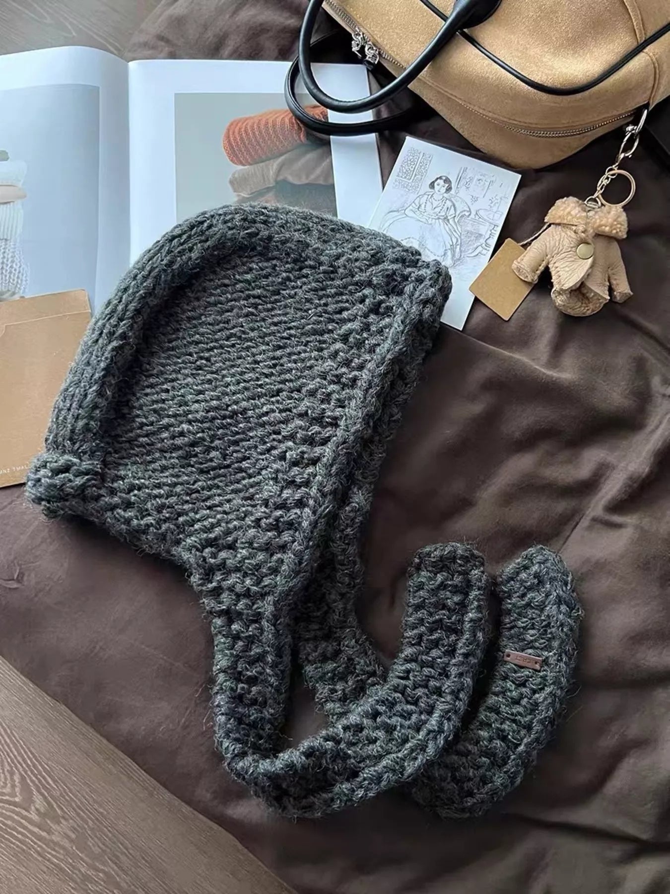 Knitted Hooded Scarf Hat