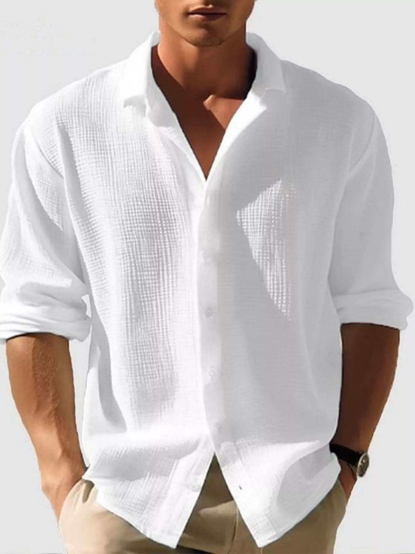 Men's Full Size Button Up Long Sleeve Shirt Plus Size