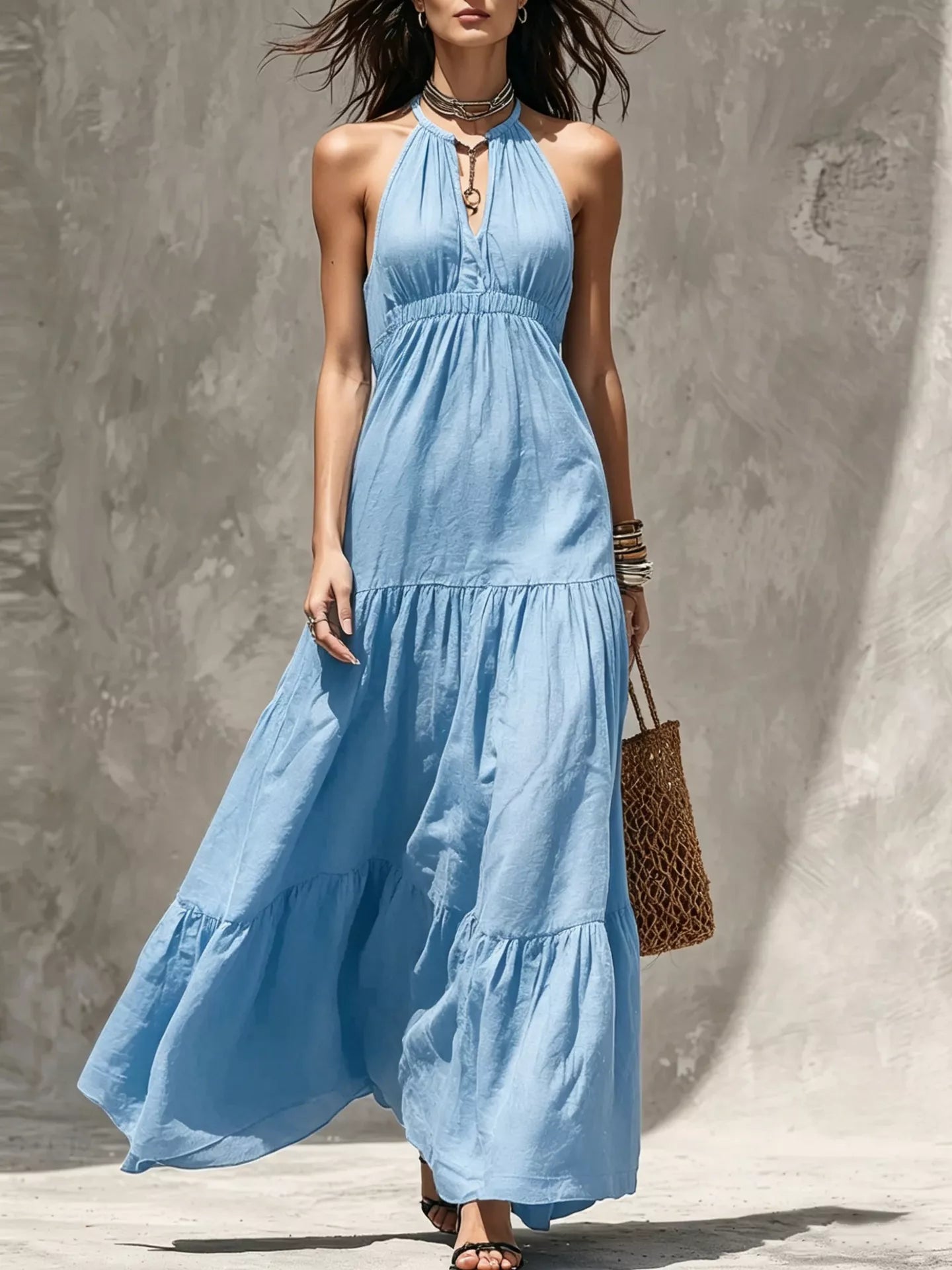 Sleeveless Tiered Maxi Dress