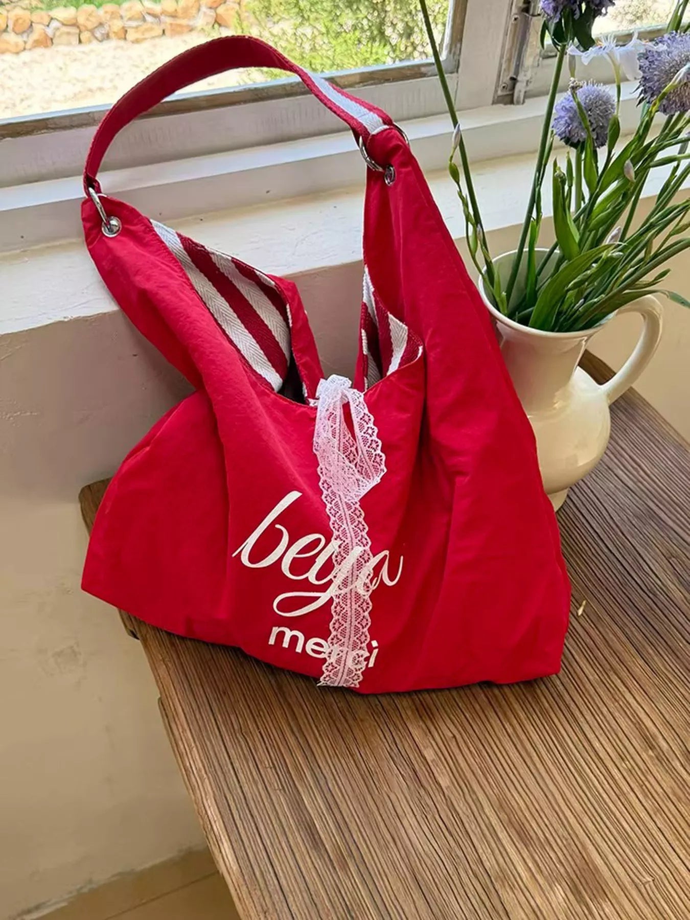Striped Canvas Tote Bag