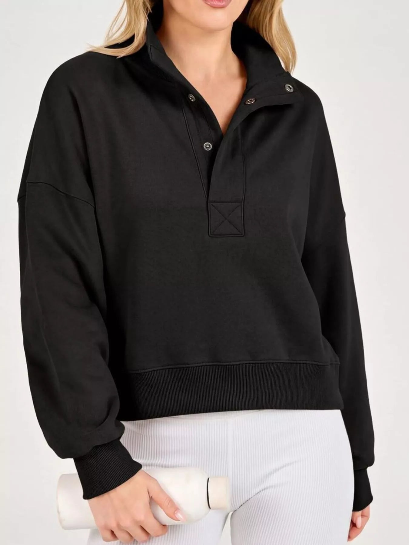 Half Snap Dropped Shoulder Sweatshirt