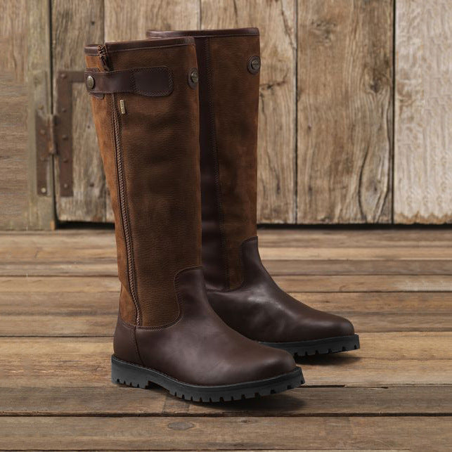 Retro Knee-High Riding Boots | Color-Block PU Upper | Side Zip Equestrian Boot