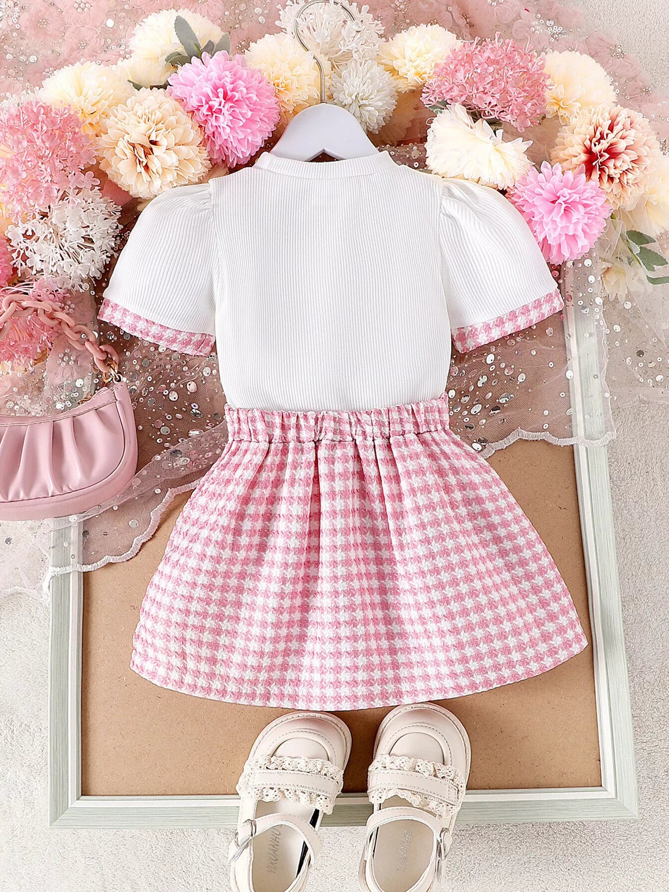 Children's Heart Short Sleeve Top and Skirt Set