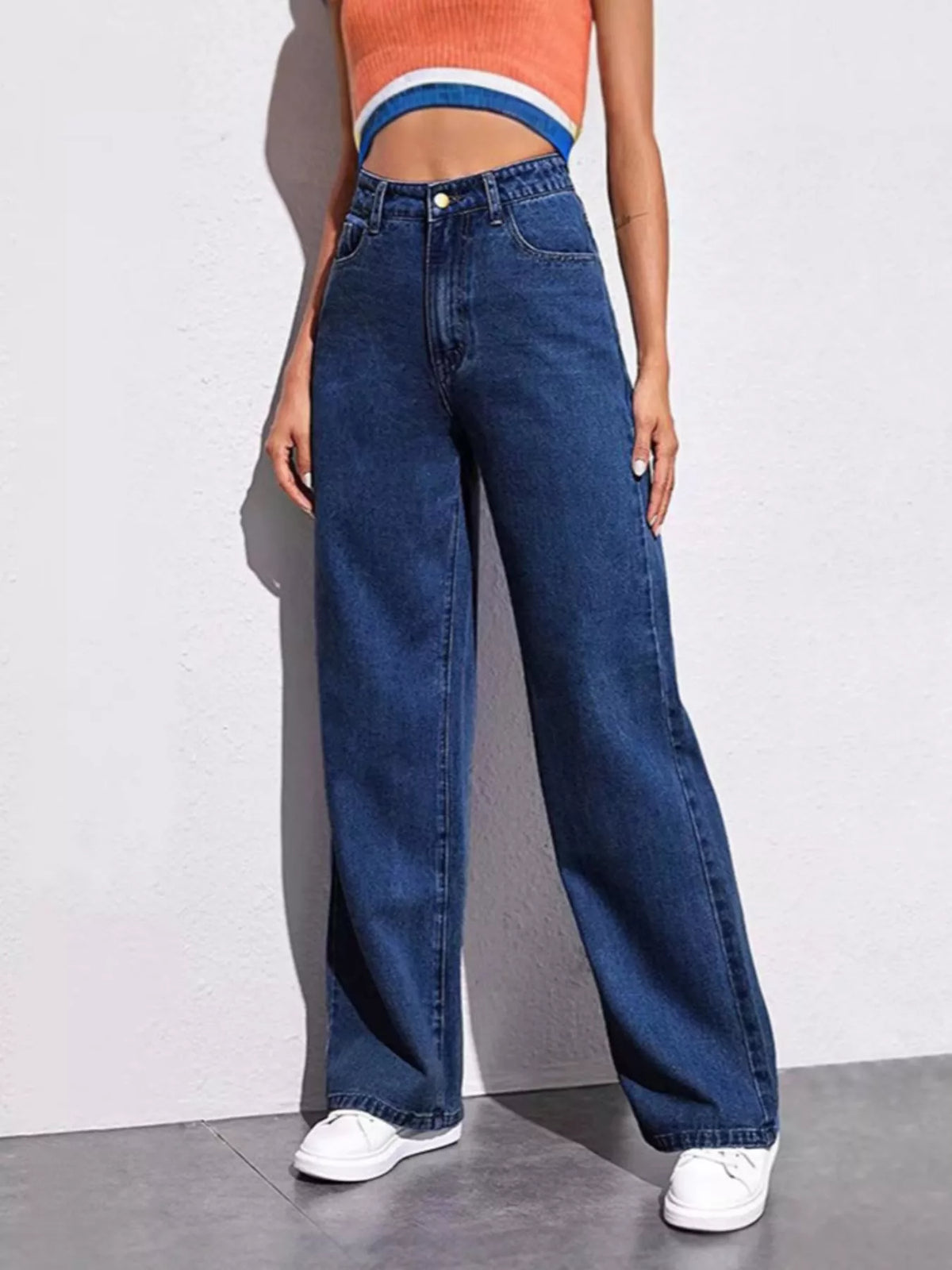 Full Size High-Waisted Wide-Leg Jeans Plus Size