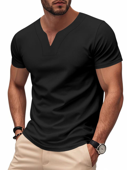 Men's Full Size Casual V-Neck Short Sleeve T-Shirt Plus Size