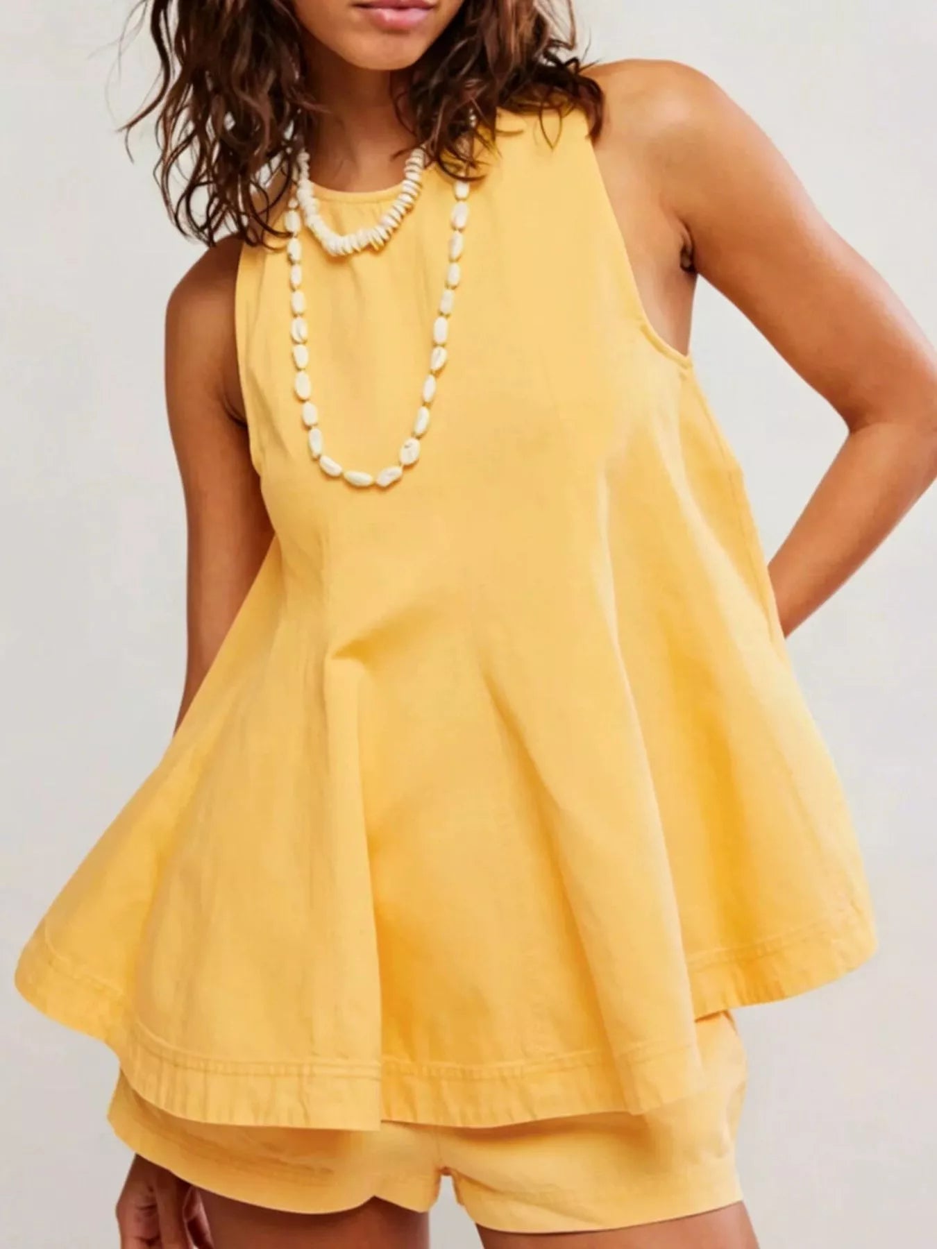 Sleeveless Top and Shorts Denim Set