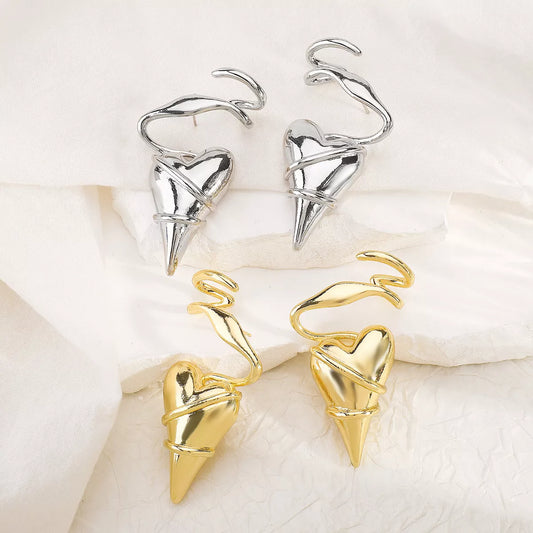 Heart-Shaped Twisted Wire Earrings