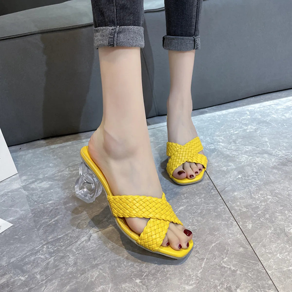 Crisscross Block Heel Sandals