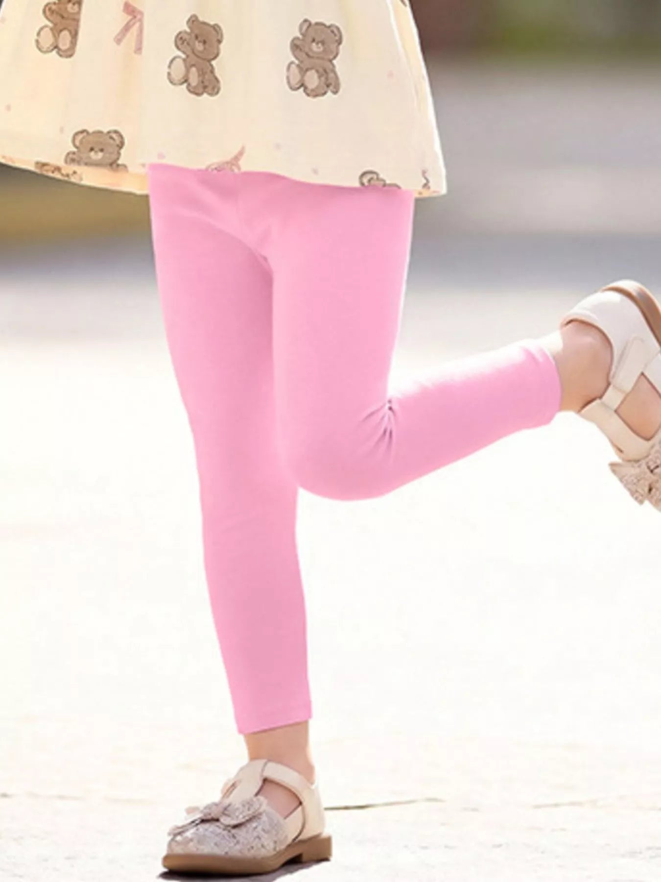 Children's Bear Print Peplum Top and Leggings Set