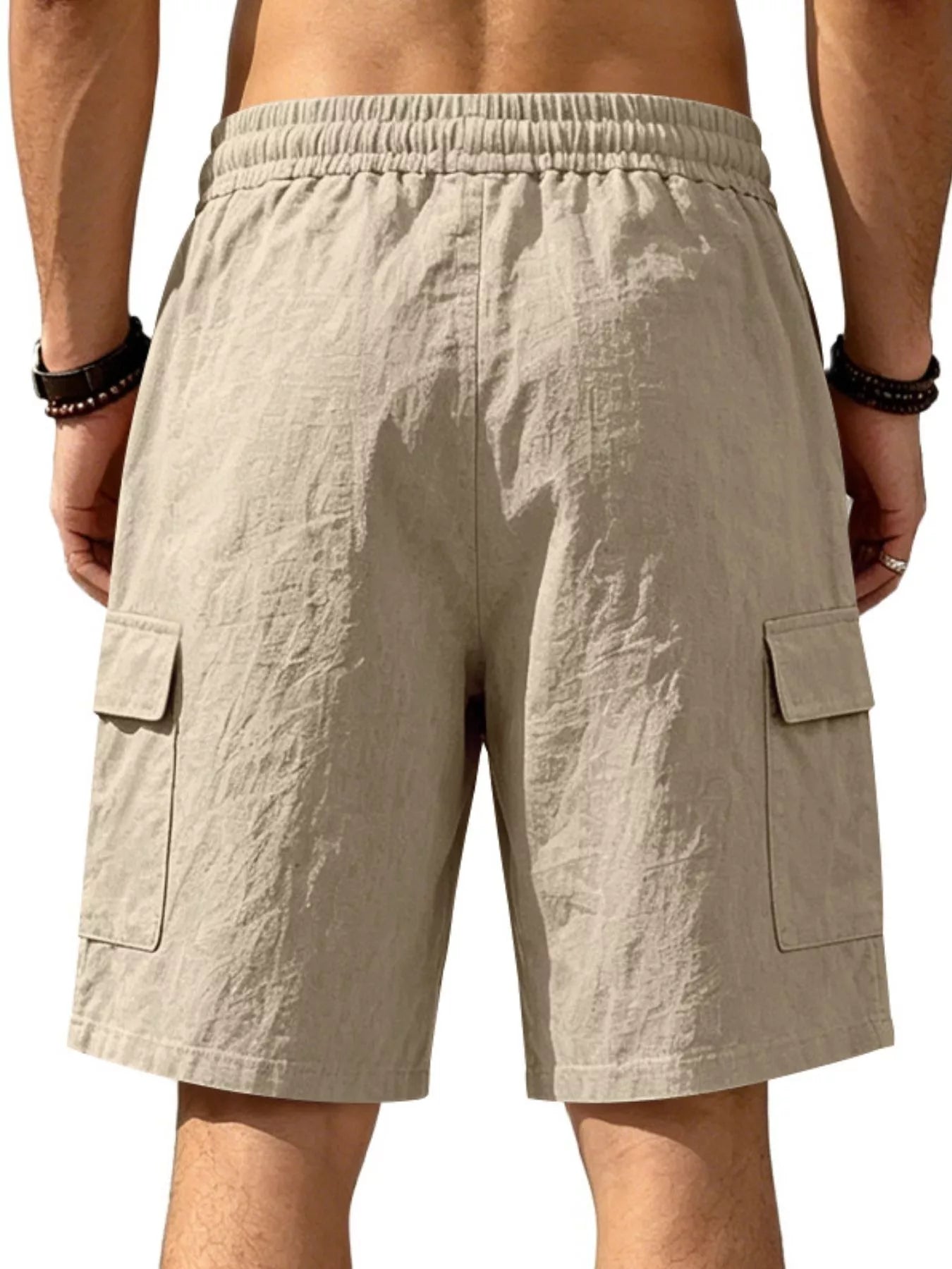 Men's Plus Size Casual Cargo Shorts with Drawstring Waist