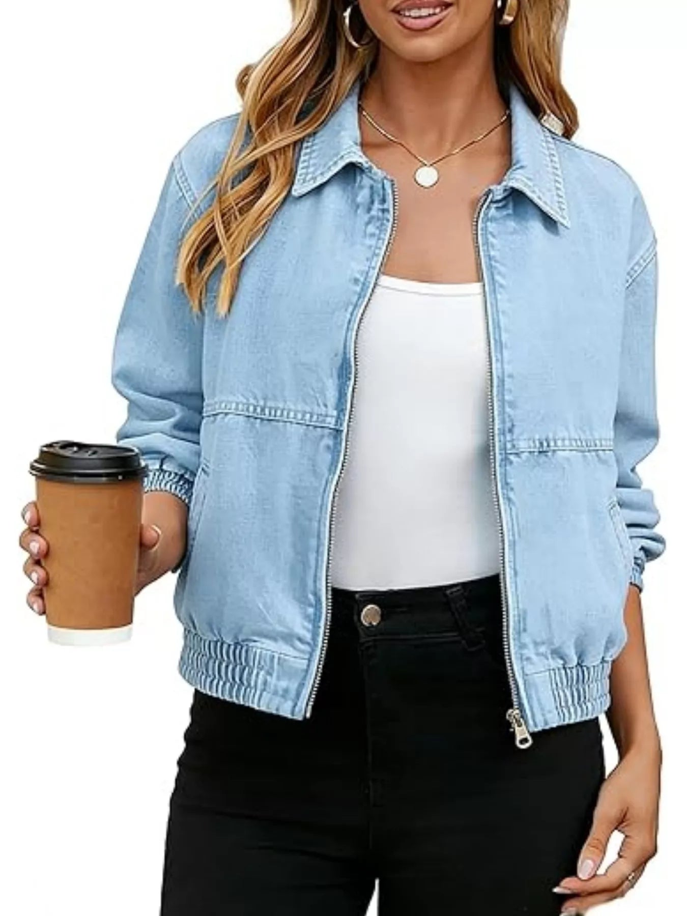 Classic Zip-Up Denim Jacket