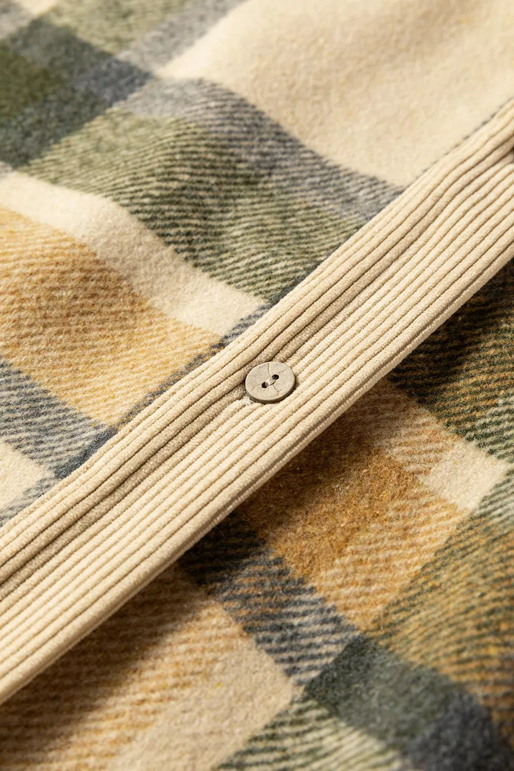 Retro Plaid Corduroy Patchwork Shacket