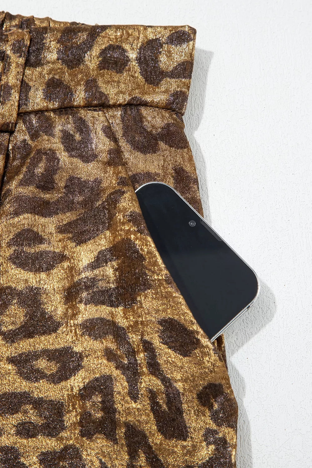 Multicolour Leopard Print Western Style Wide Leg Full Length Pants