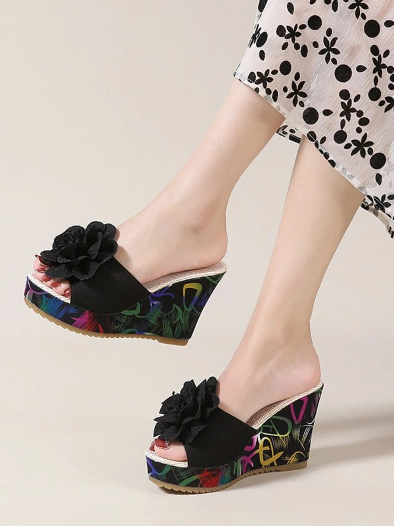 Peep Toe Wedge Sandals
