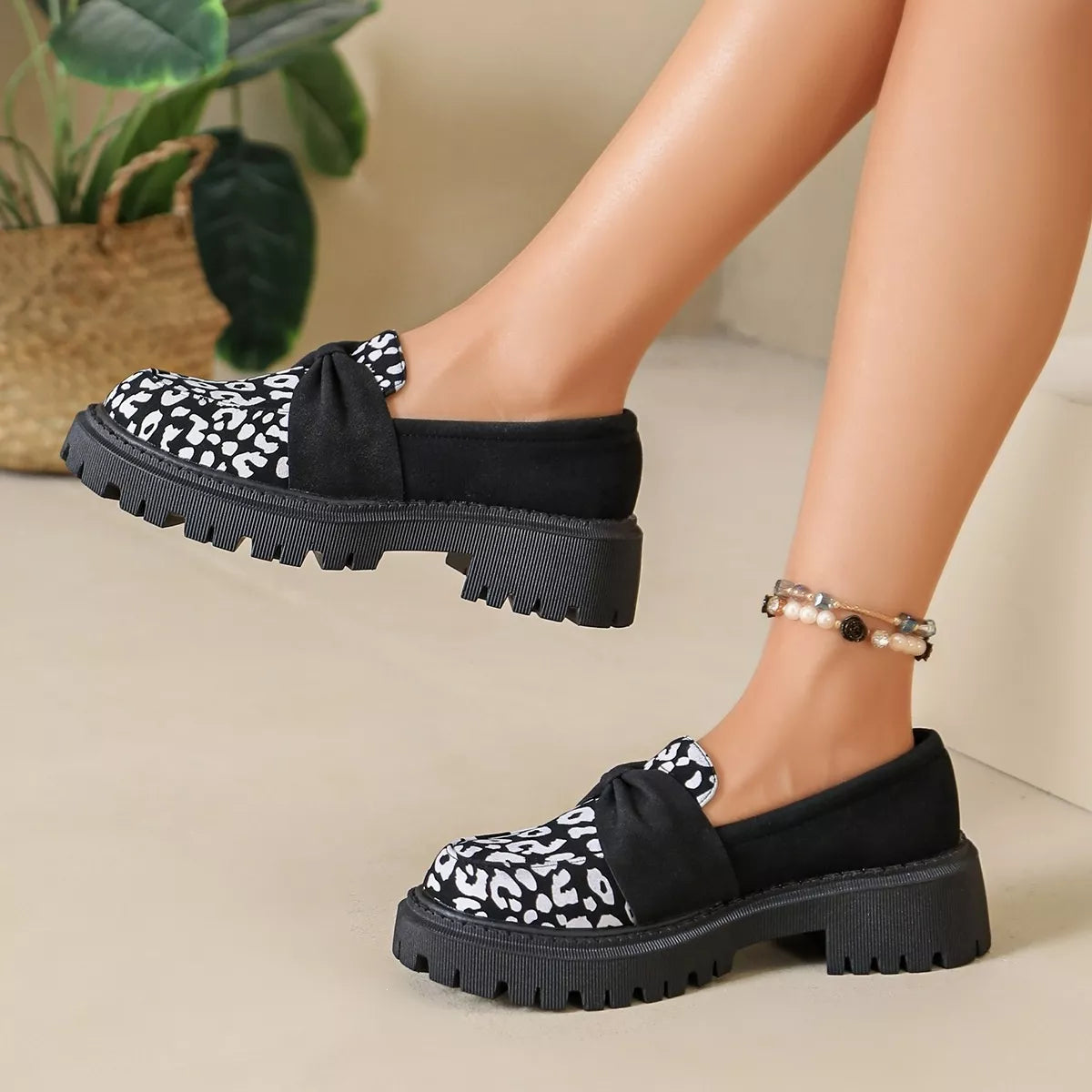 Leopard Round Toe Loafers