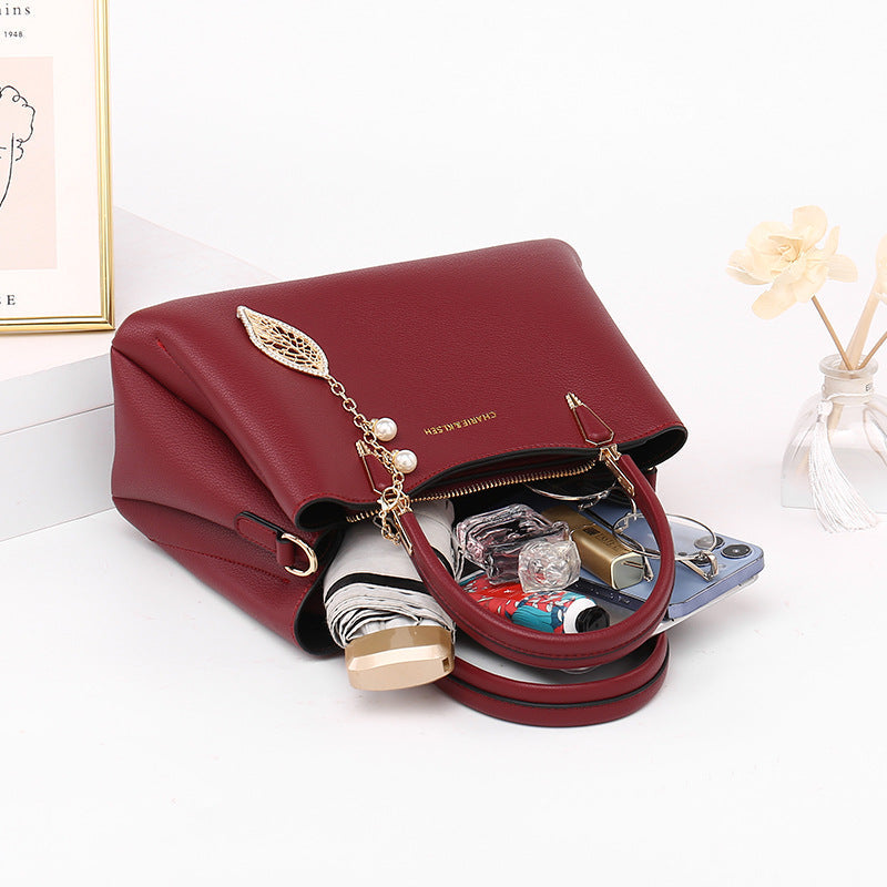 Top-Handle Leather Handbag