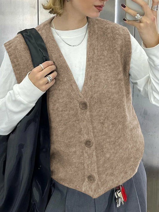 Button-Front Sweater Vest