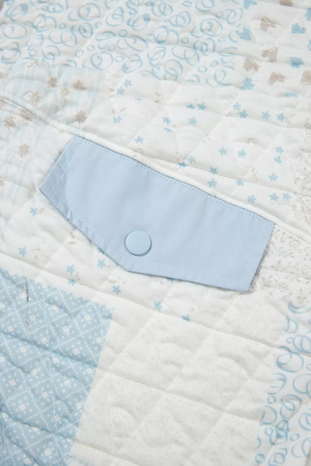 Patchwork Quilted Snap-Neck Sweatshirt