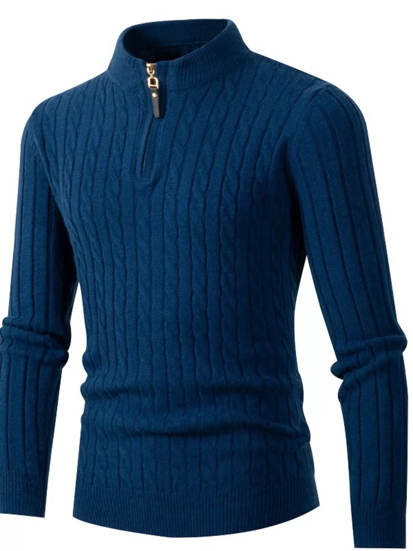 Men's Full Size Slim Fit Cable Knit Half Zip Sweater Plus Size