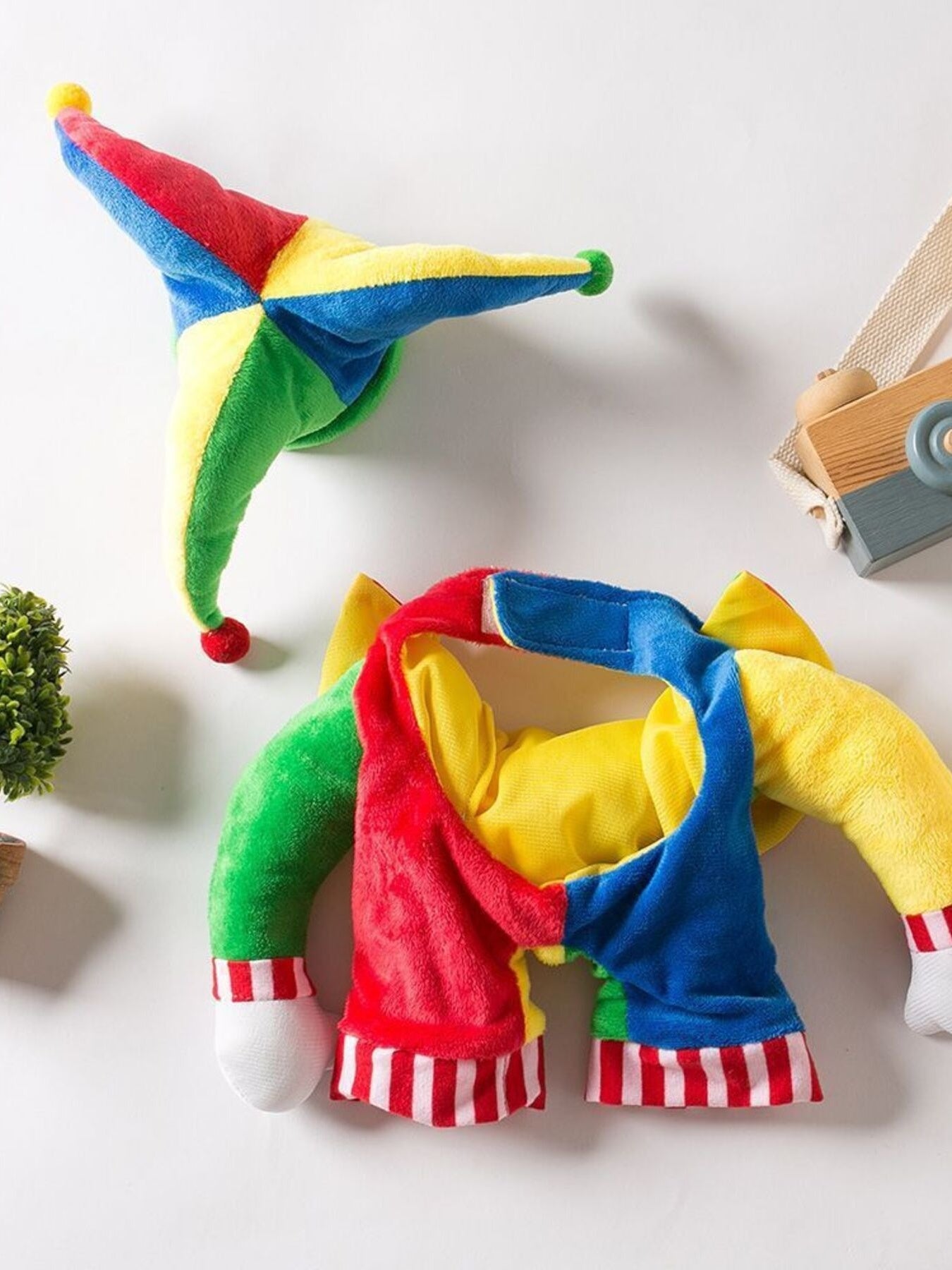 Colorful Clown Pet Jumpsuit with Hat