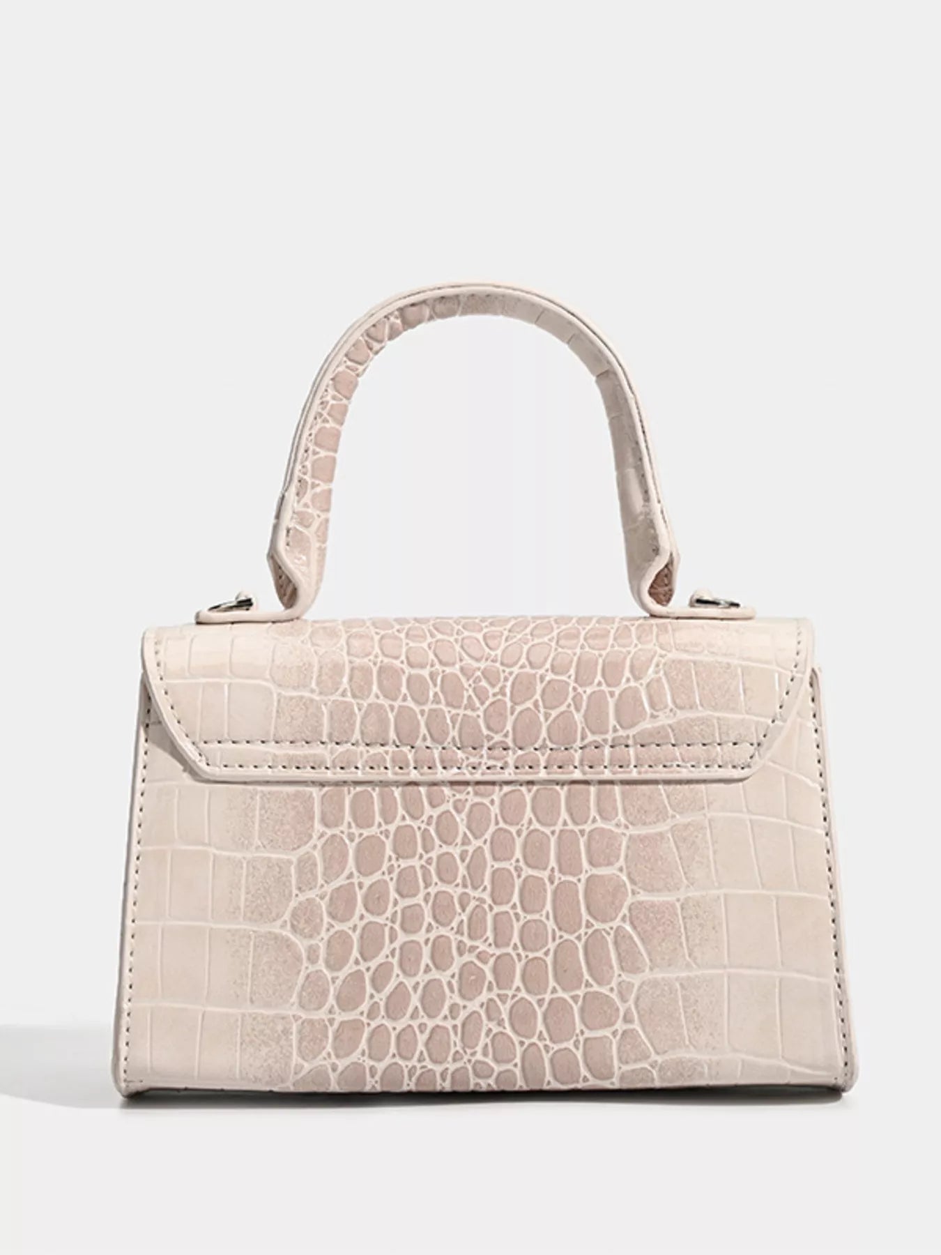 Croc-Embossed Top Handle Handbag