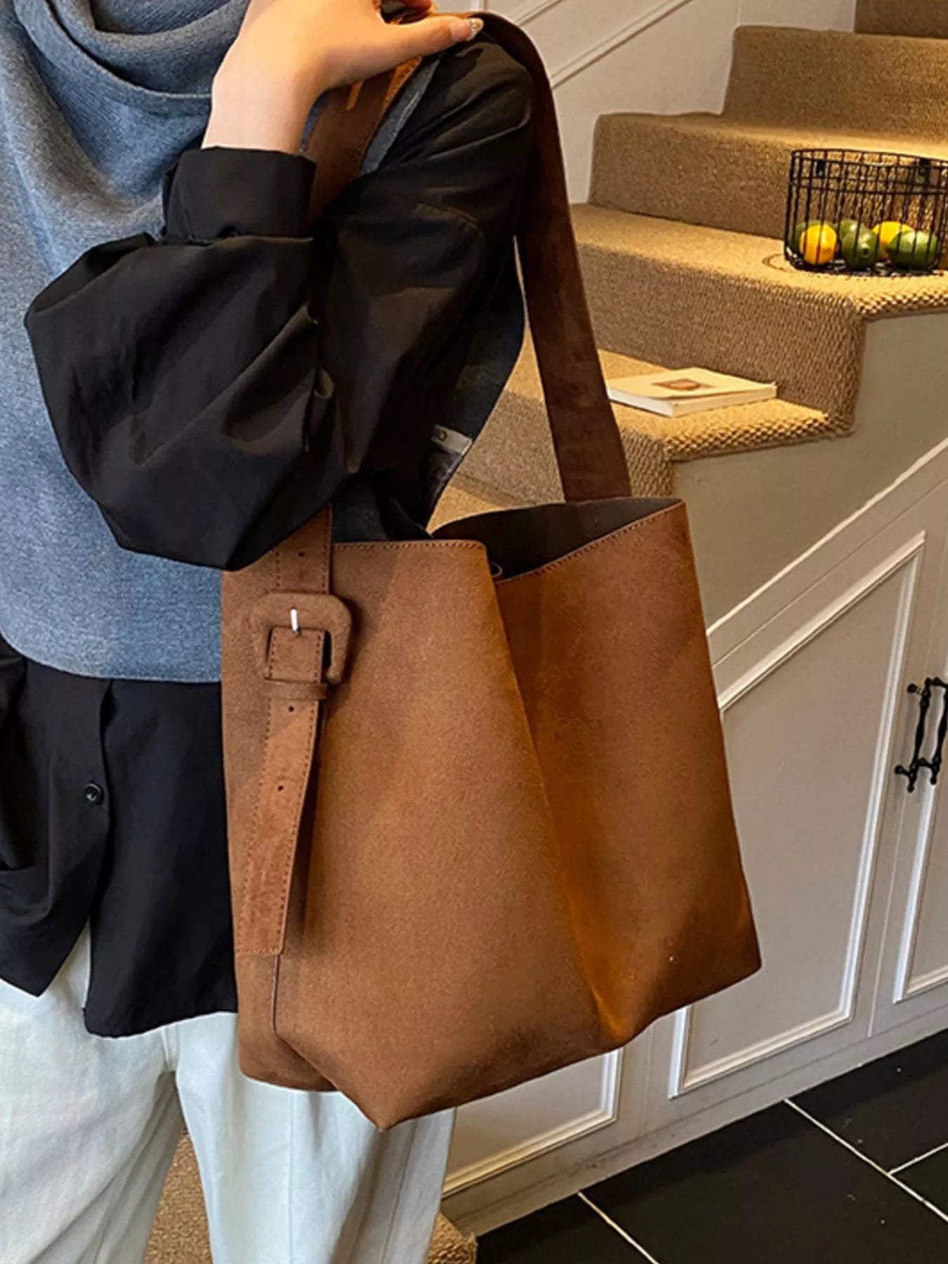 Buckle Adjustable Strap Tote Bag