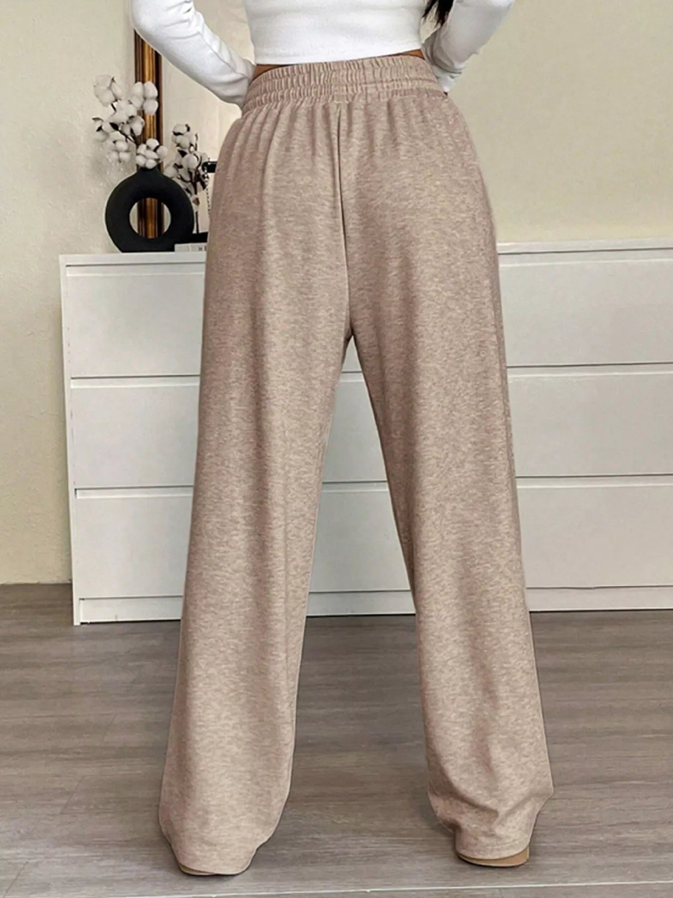 Full Size Drawstring High Waist Wide Leg Pants Plus Size