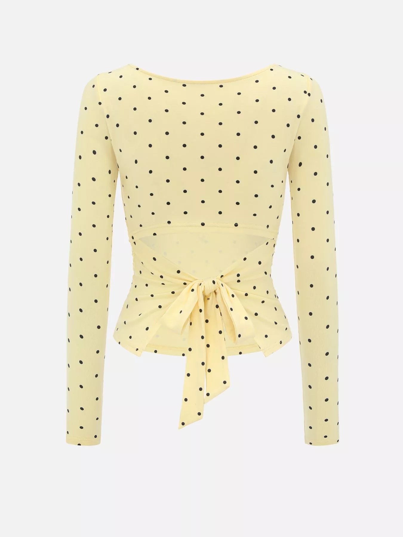 Long Sleeve Polka Dot Tie Back T-Shirt