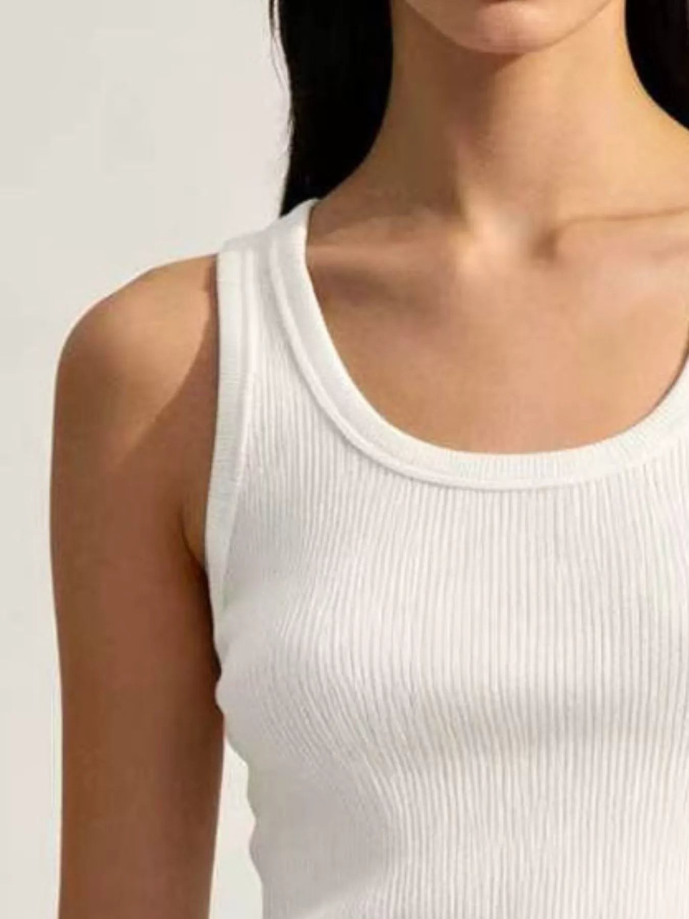 Ribbed Knit U-Neck Tank