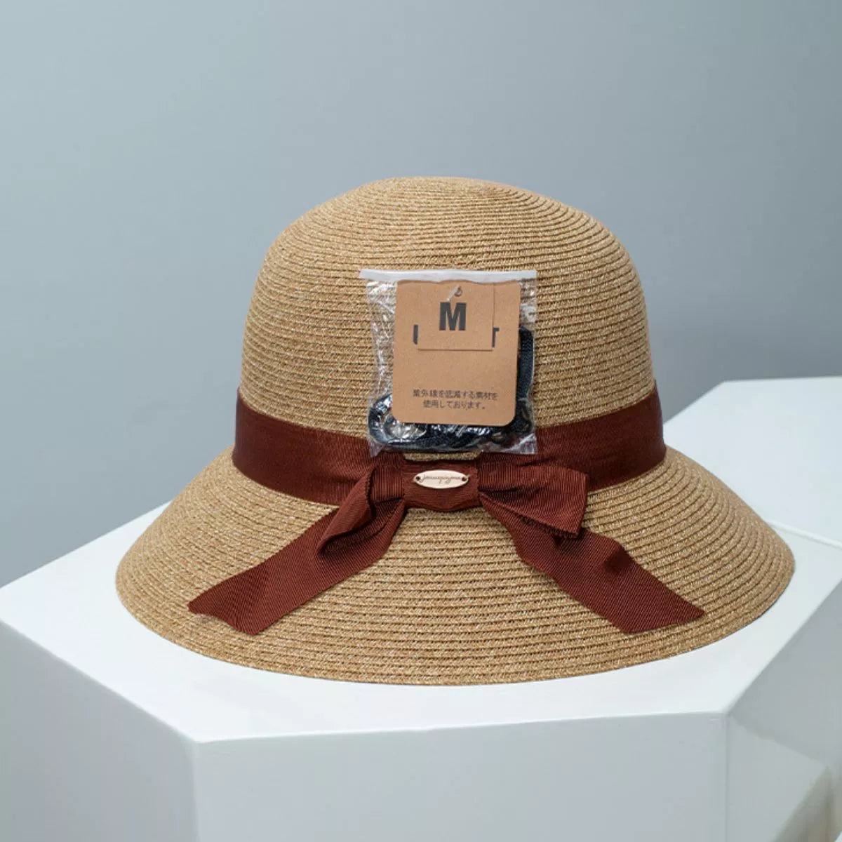 Straw Sun Hat with Ribbon Accent