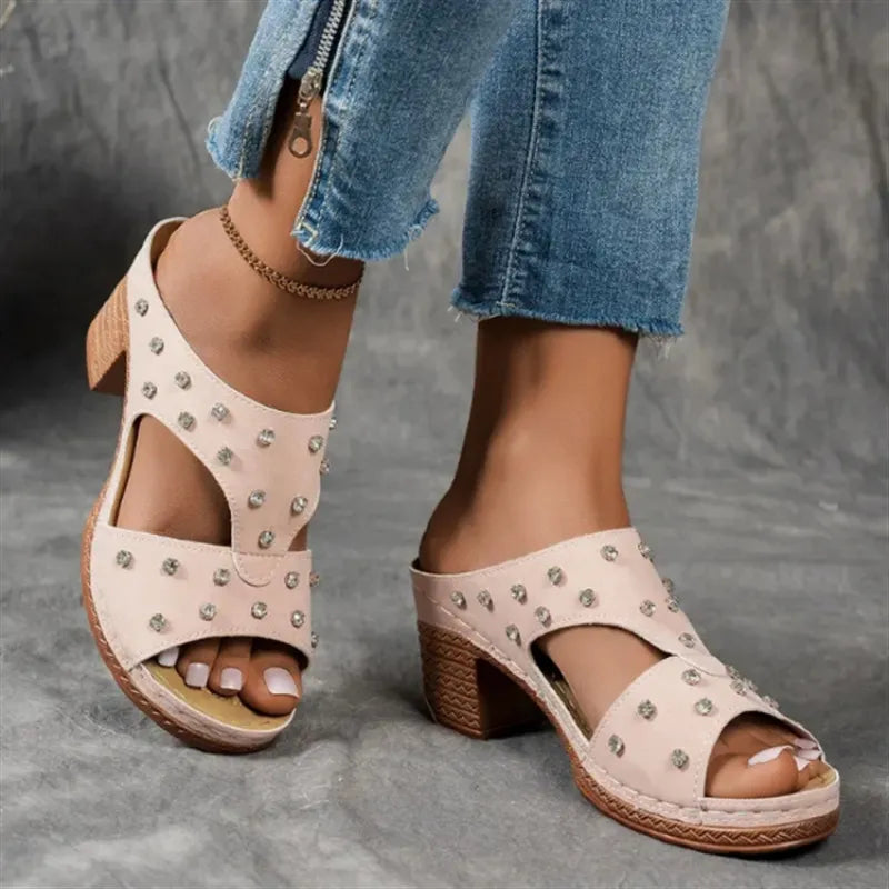 Open Toe Block Heel Sandals