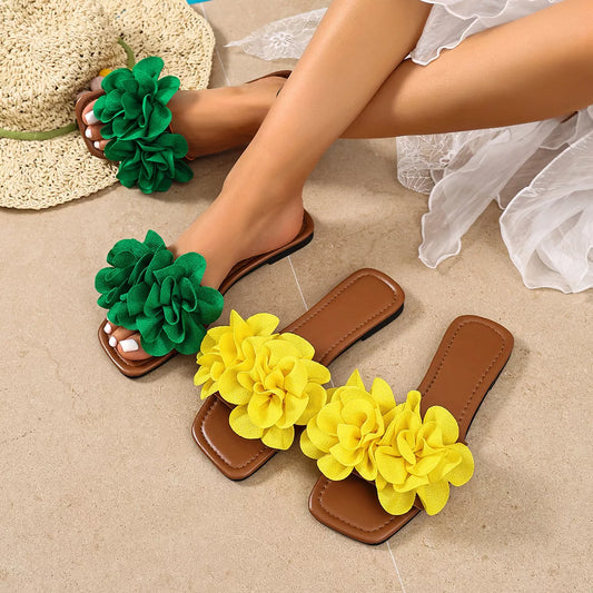 Floral Embellished Flat Sandals