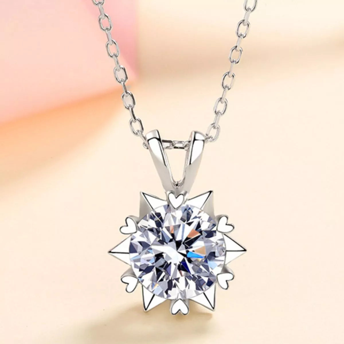 1 Carat 925 Sterling Silver Moissanite Pendant Necklace