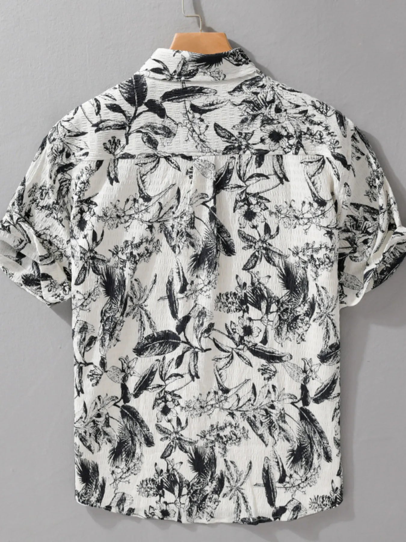 Men's Plus Size Printed Button Up Short Sleeve Shirt