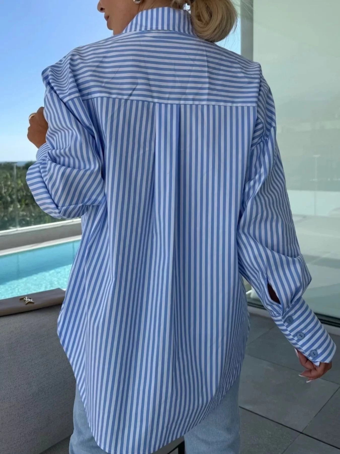 Striped Button Up Long Sleeve Shirt