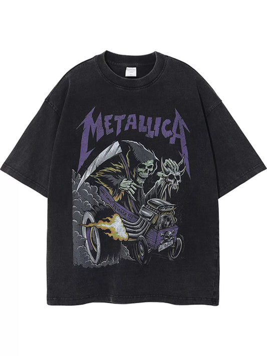 Men's Graphic Round Neck Vintage Wash T-Shirt