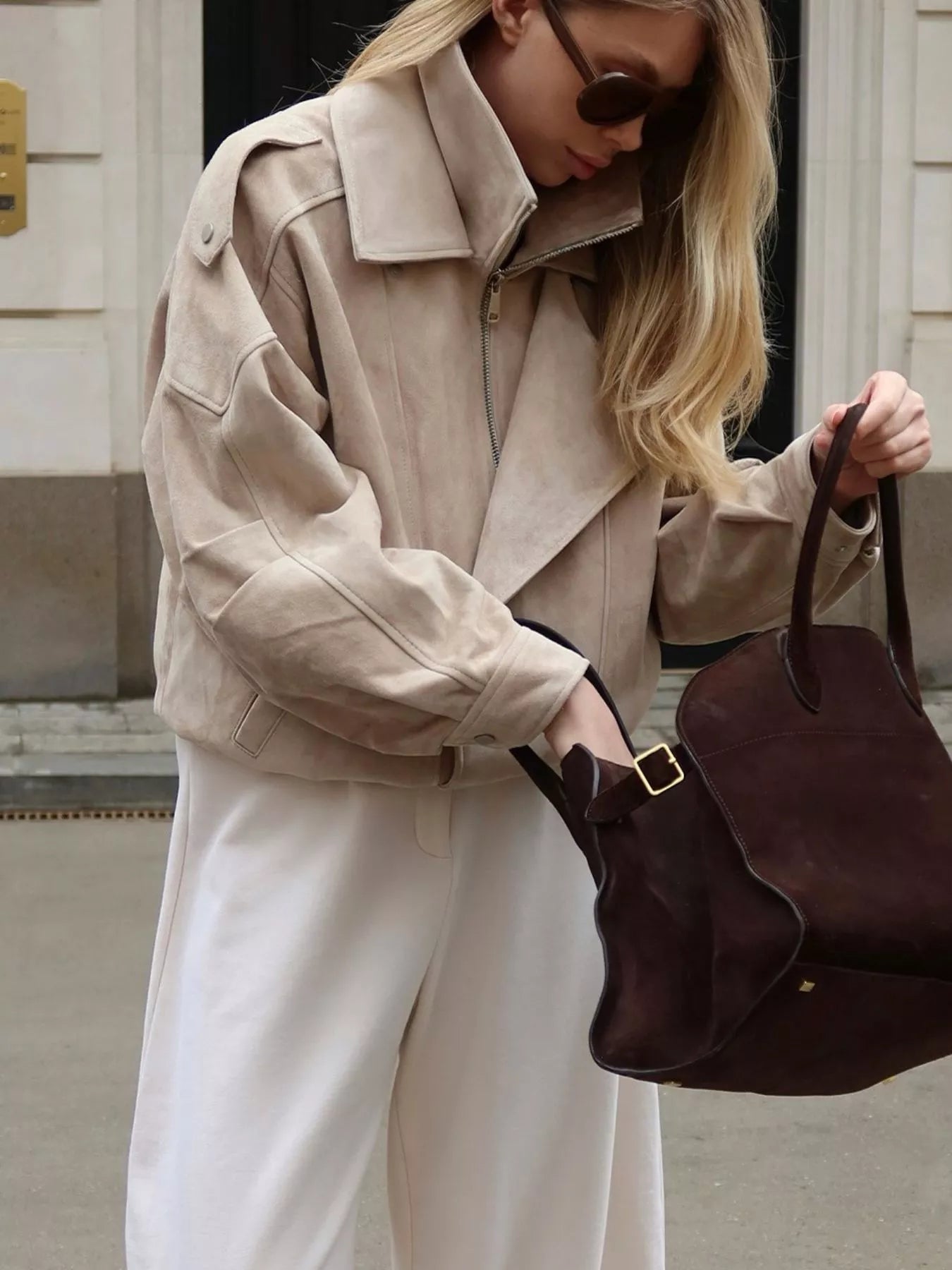 Zip Up Dropped Shoulder Moto Jacket