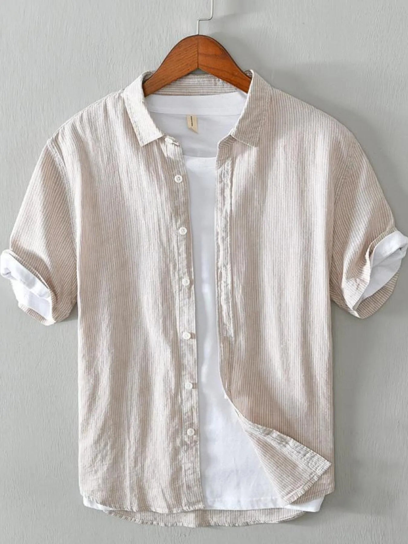 Men's Plus Size Casual Striped Short Sleeve Shirt