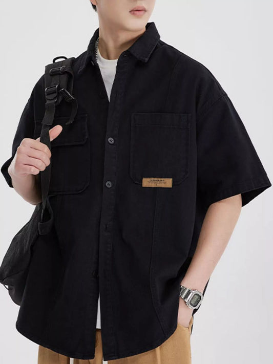 Men's Full Size Button Up Half Sleeve Shirt Plus Size