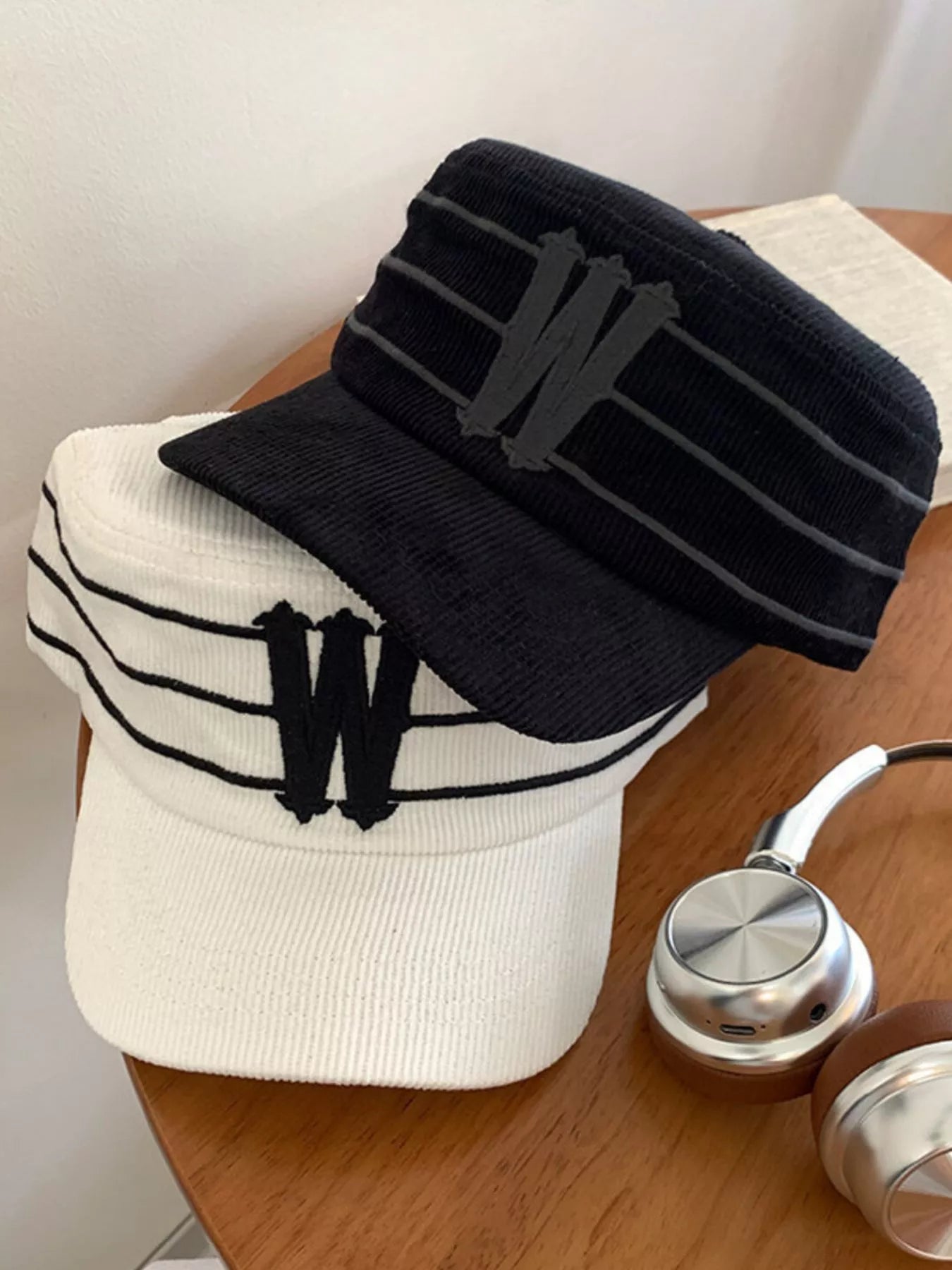 Striped Letter 'W' Baseball Cap