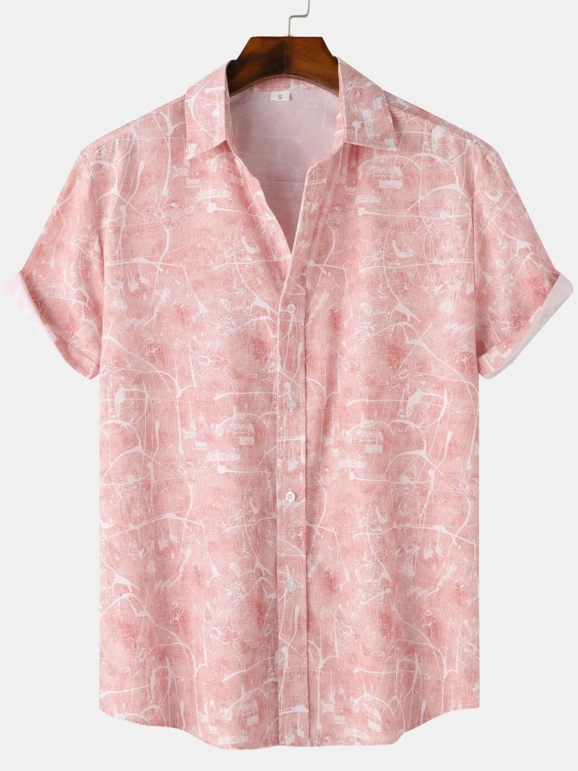 Men's Printed Short Sleeve Button Down Shirt