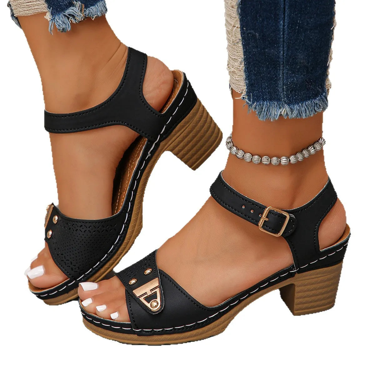 Vintage Block Heel Sandals