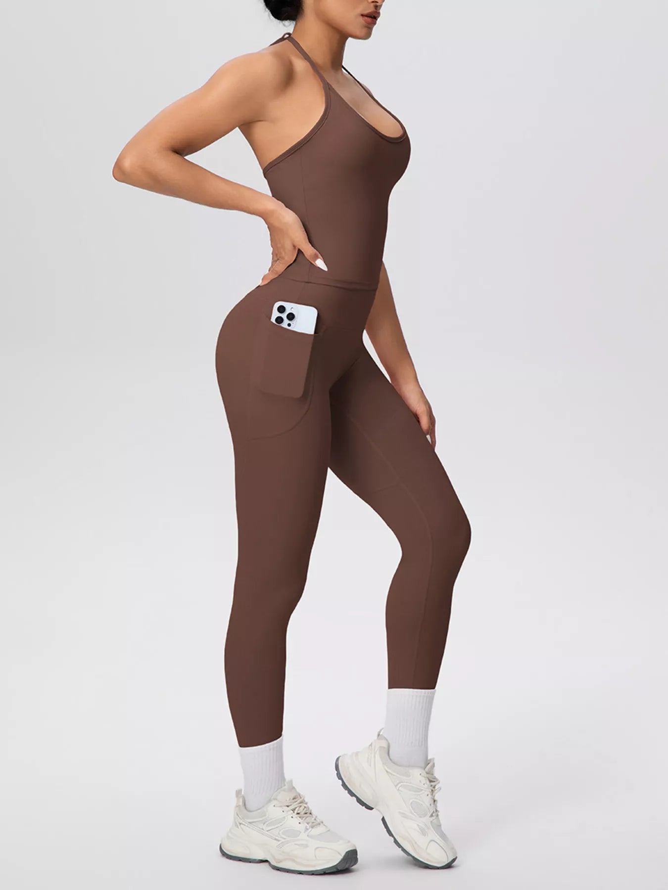 Halter Neck Cami and High-Waisted Leggings Active Set