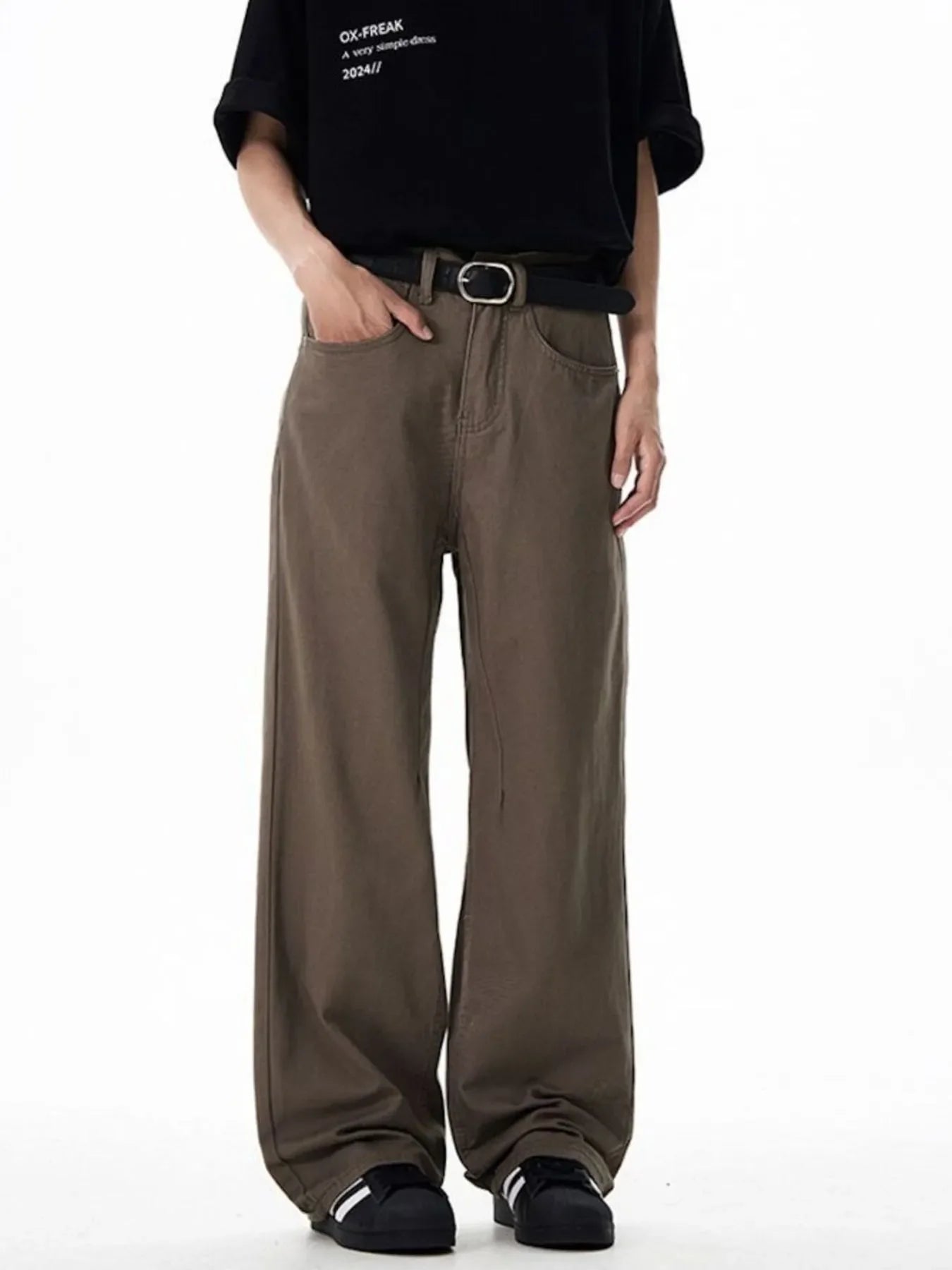 Men's Washed Wide-Leg Cargo Pants