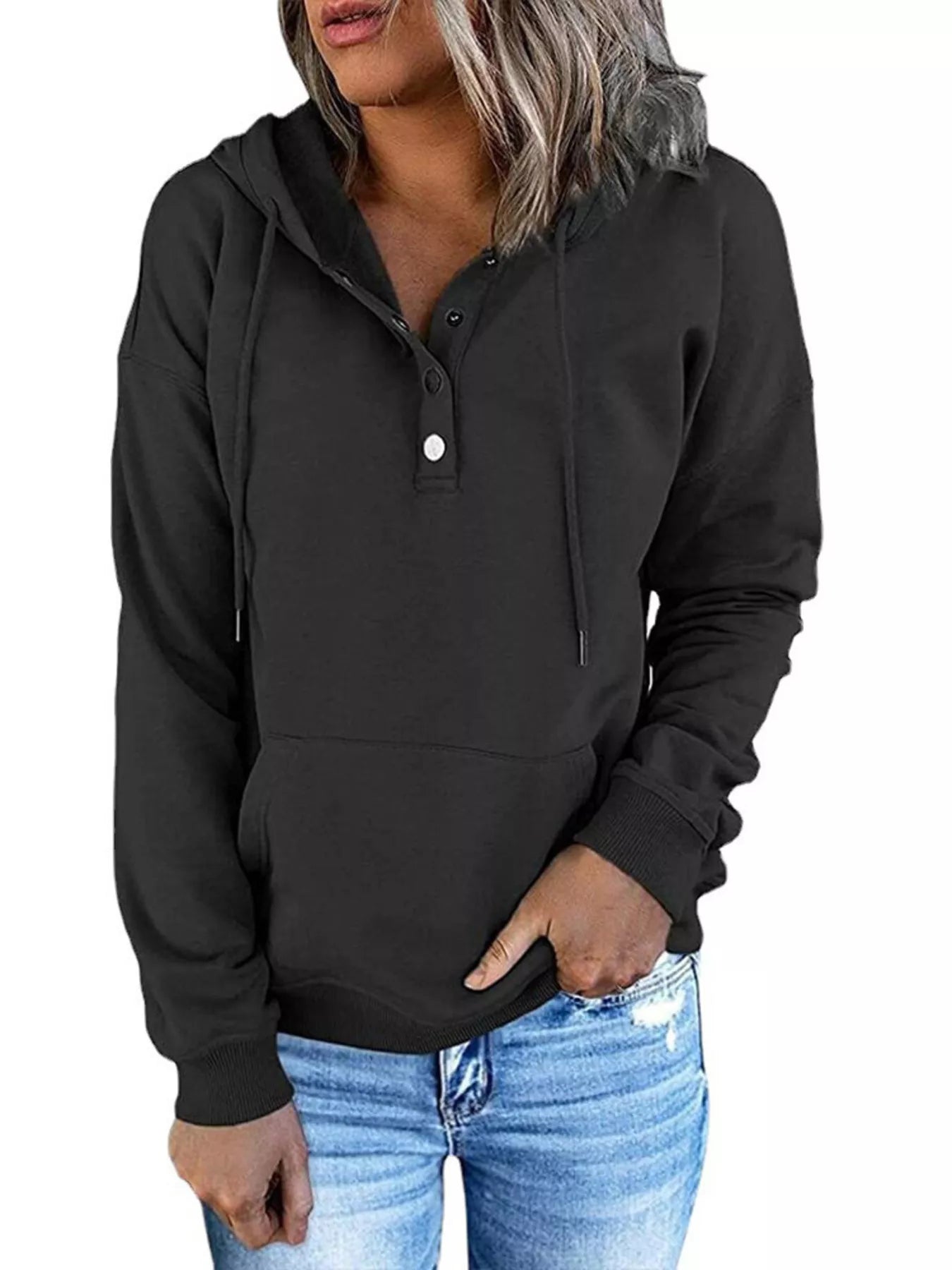 Full Size Kangaroo Pocket Drawstring Long Sleeve Hoodie Plus Size