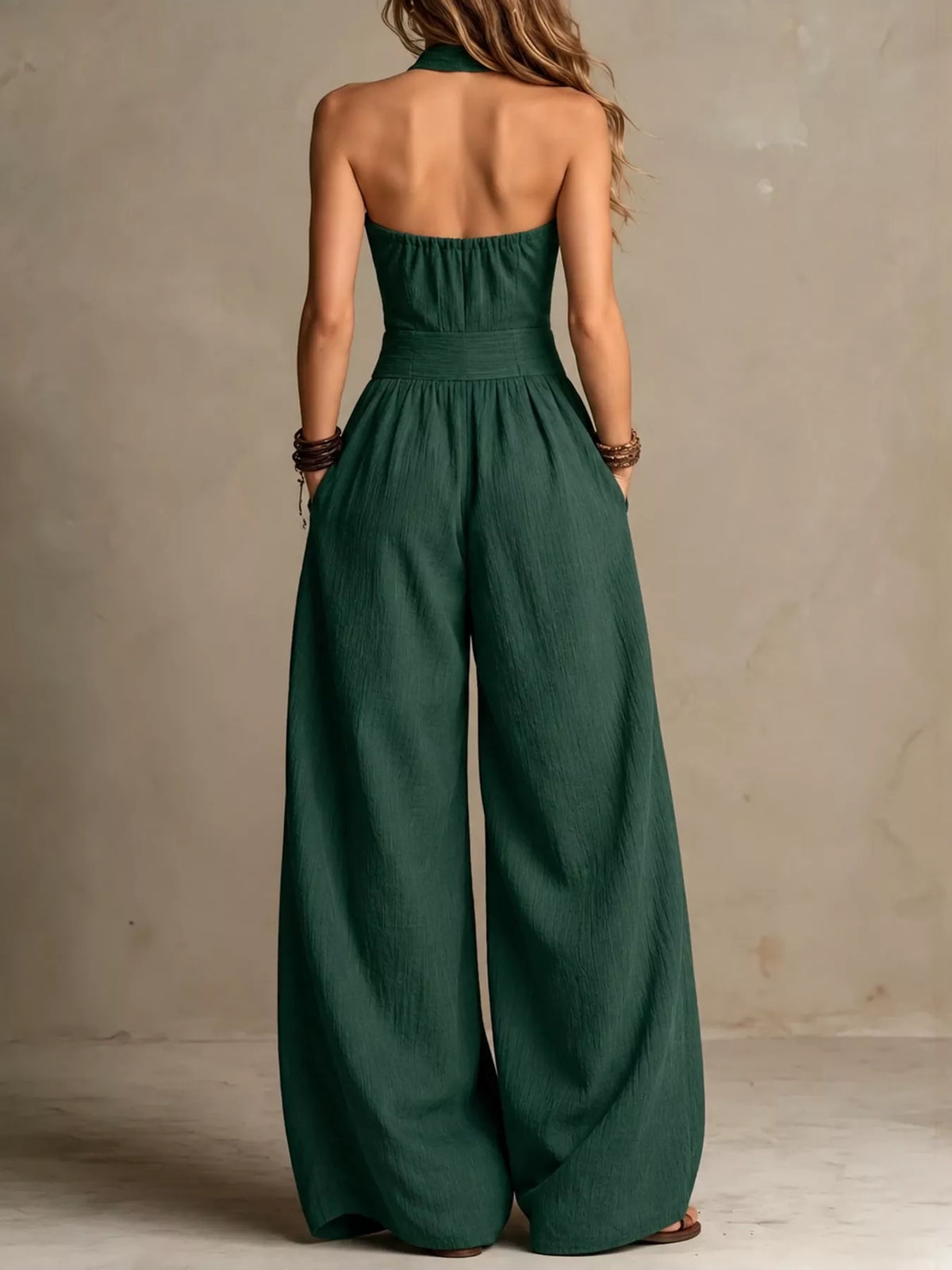 Full Size Halter Neck Wide-Leg Jumpsuit Plus Size